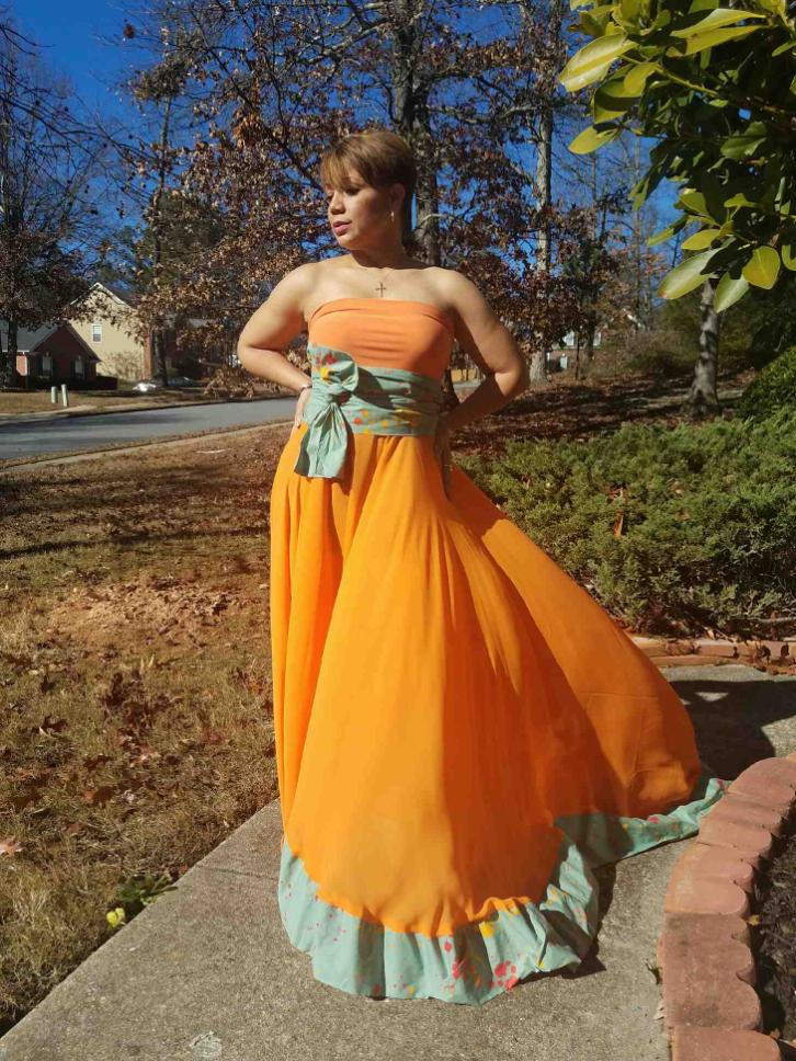 Batik and Chiffon Gown