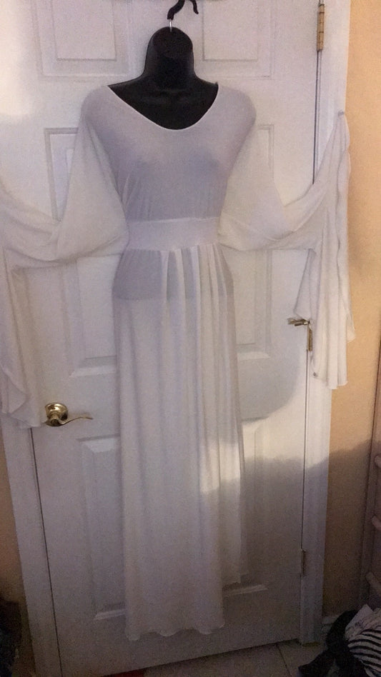 White Flare Sleeve Dress