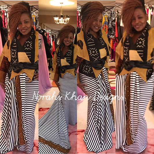 MudCloth Jacket and Skirt w/Train