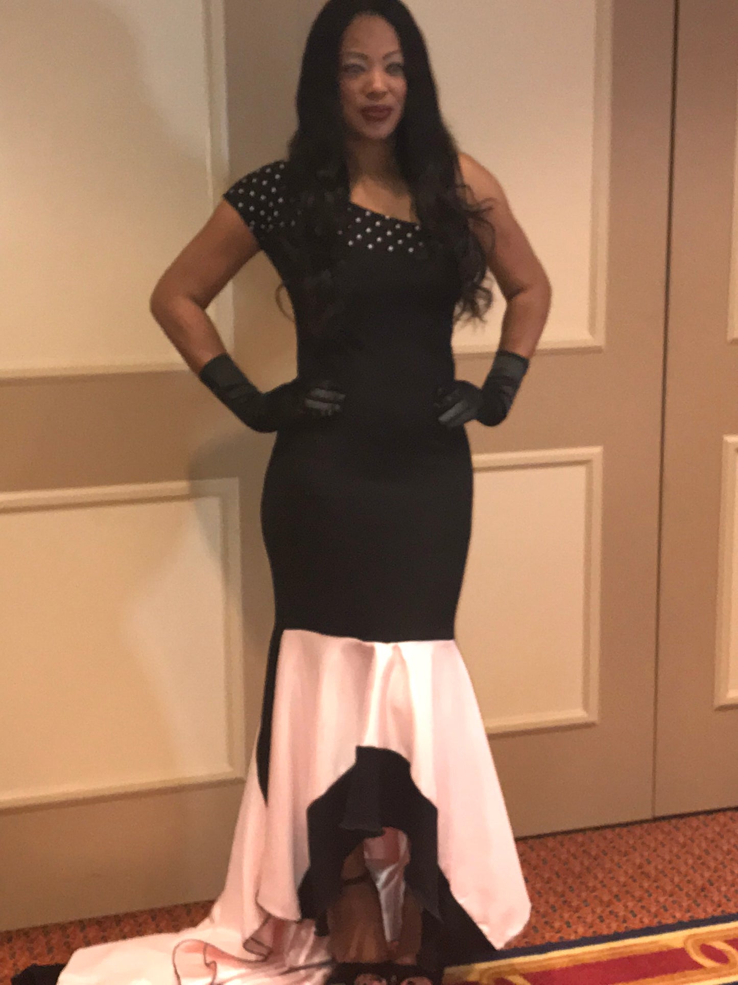 Pink and Black Gown