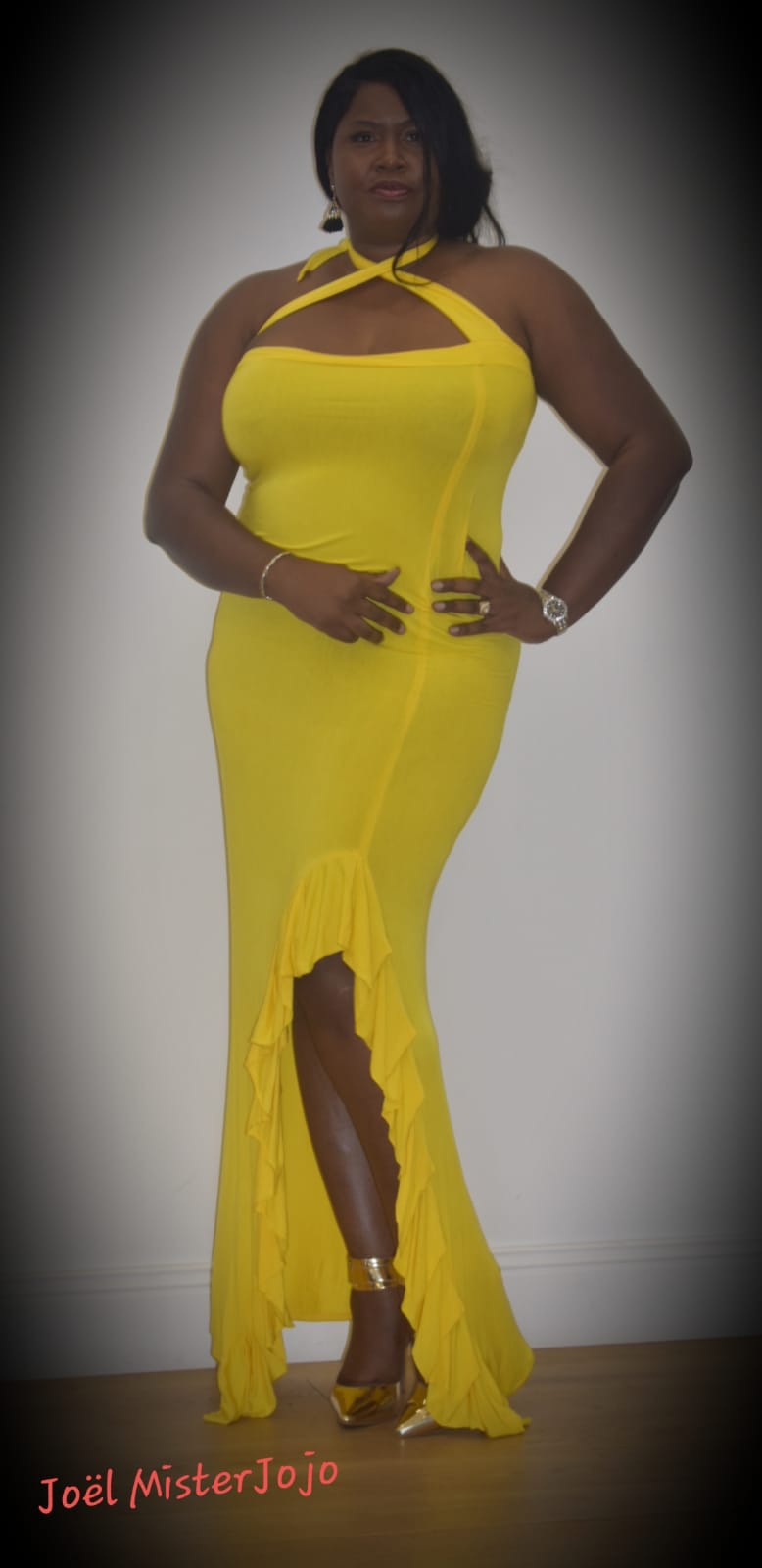 Ruffle Split Gown