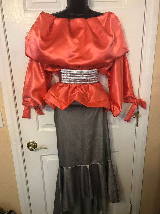 Silver Faux Leather Skirt