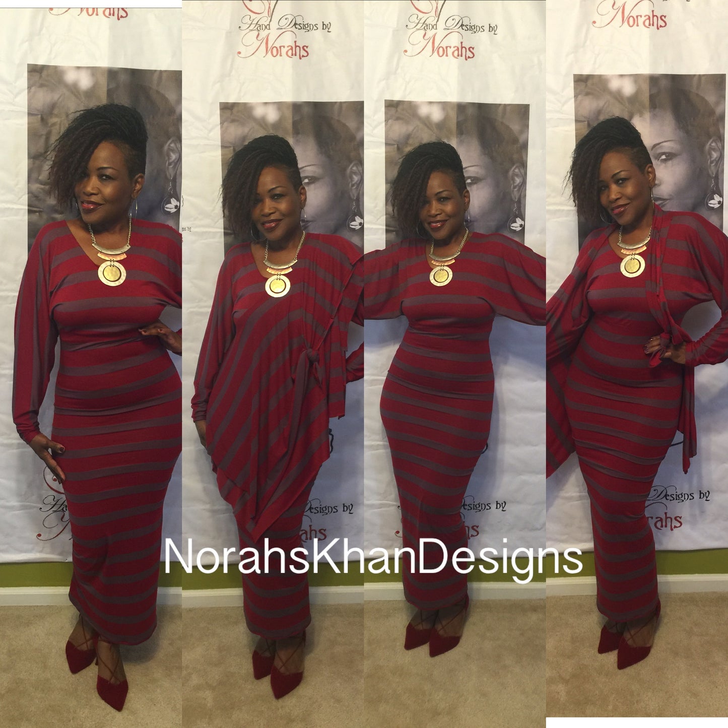 NK Brugundy Stripe Dress w/ Vest