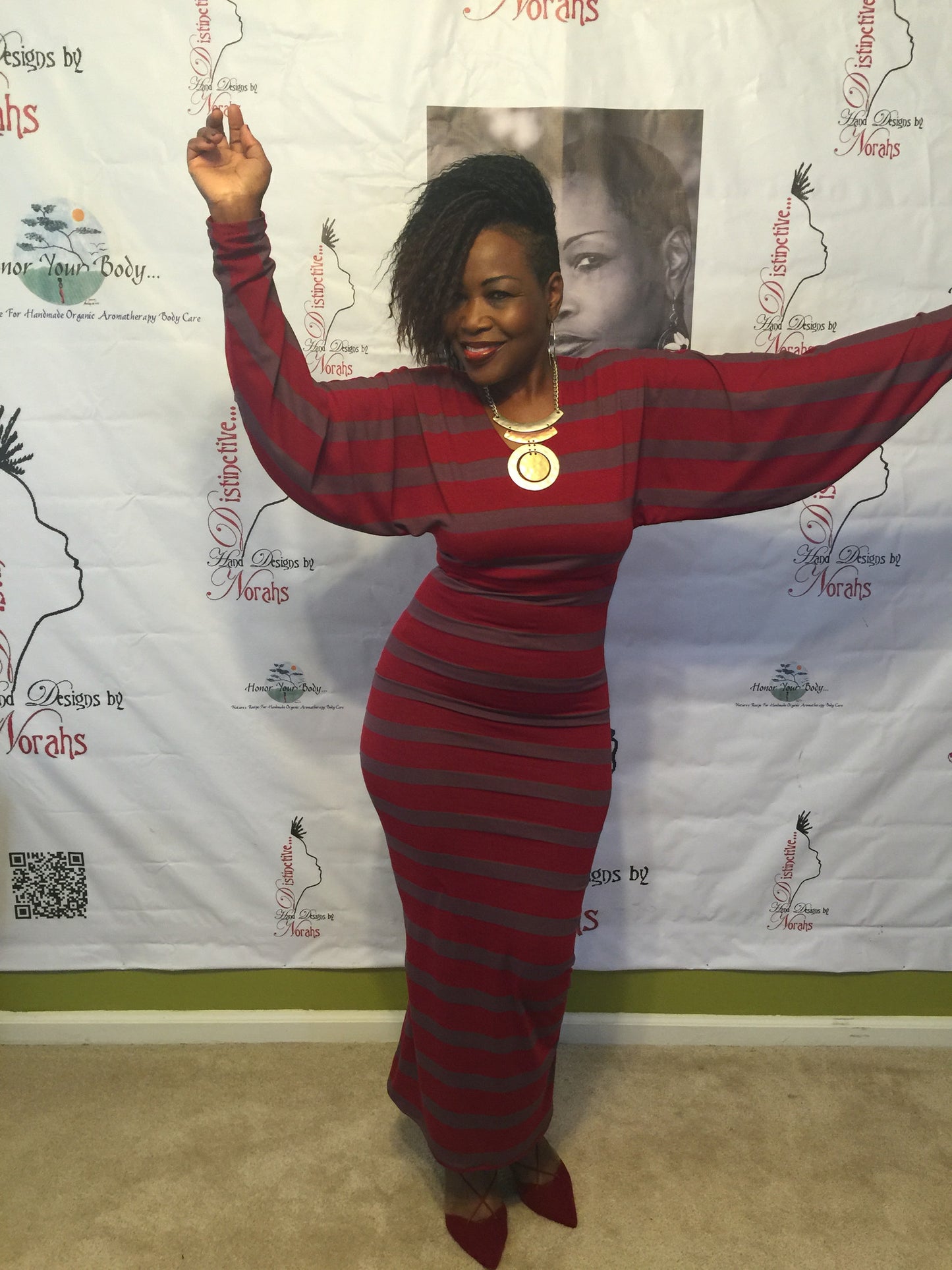 NK Brugundy Stripe Dress w/ Vest