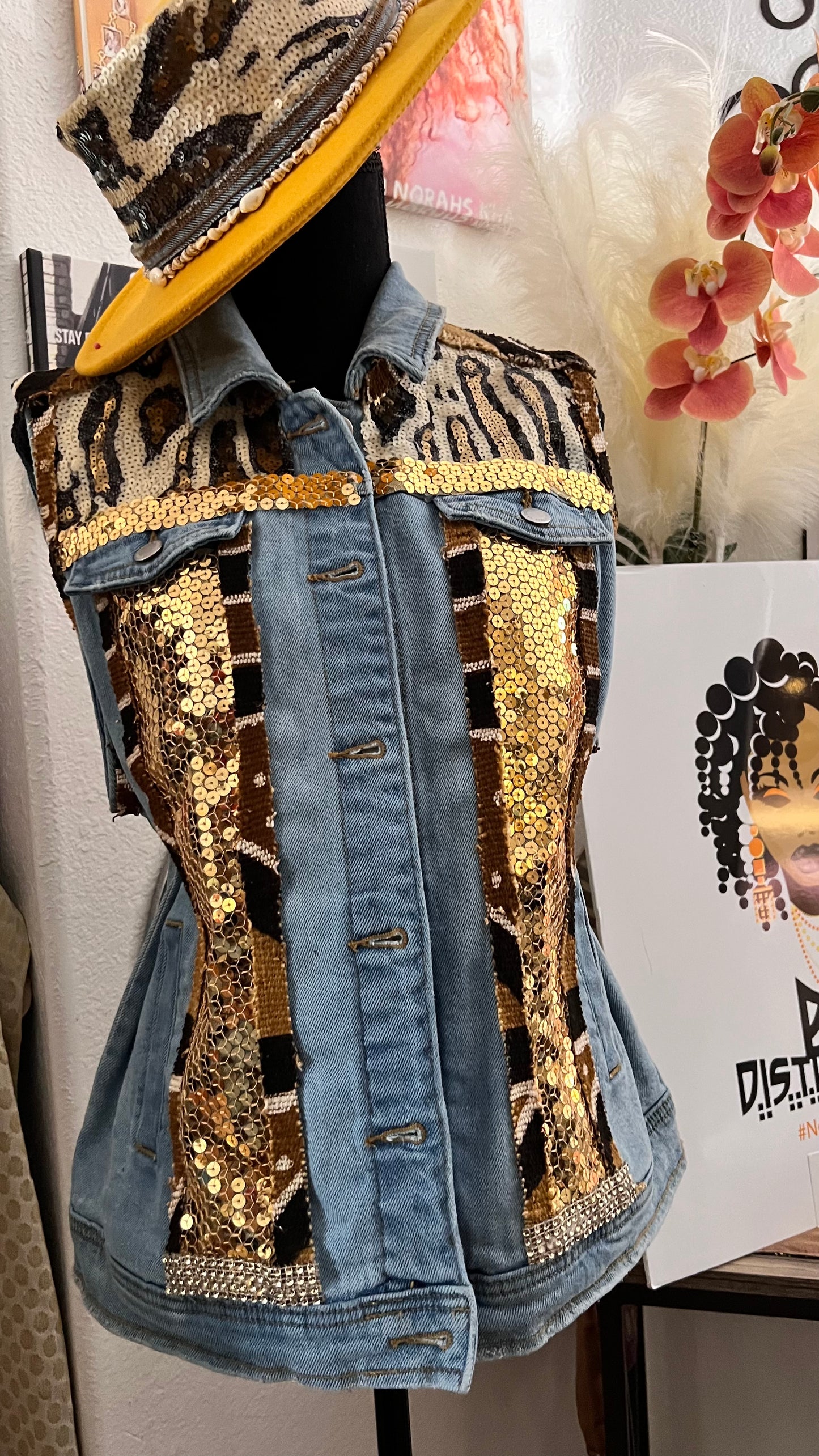 Denim Vest Embellished