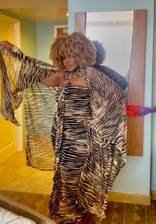 NKD Sheer Dress with Kimono Ensemble