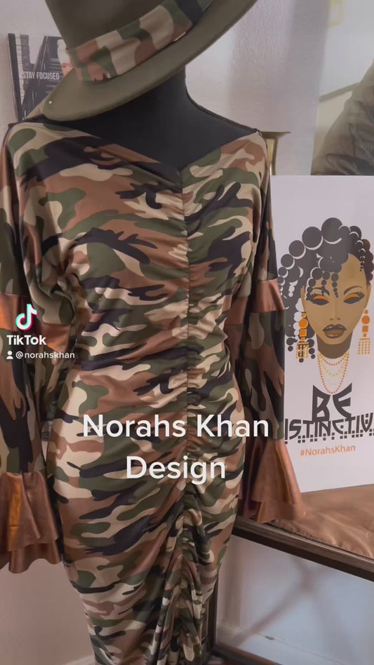 Camouflage Dress with Cinched Front