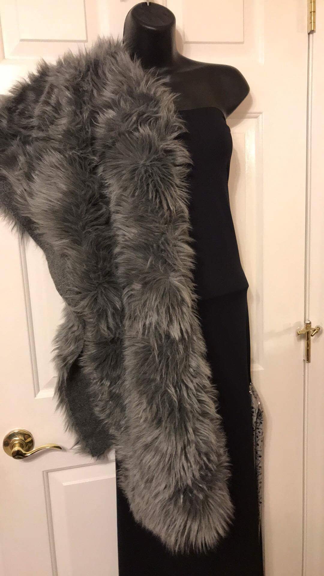 Gray Faux Fur Wrap