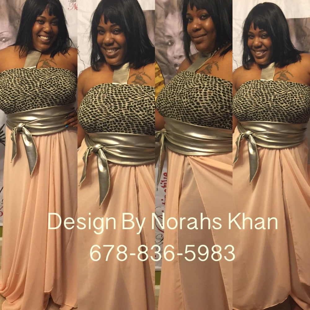 NK Peach and Cheetah Print Gown